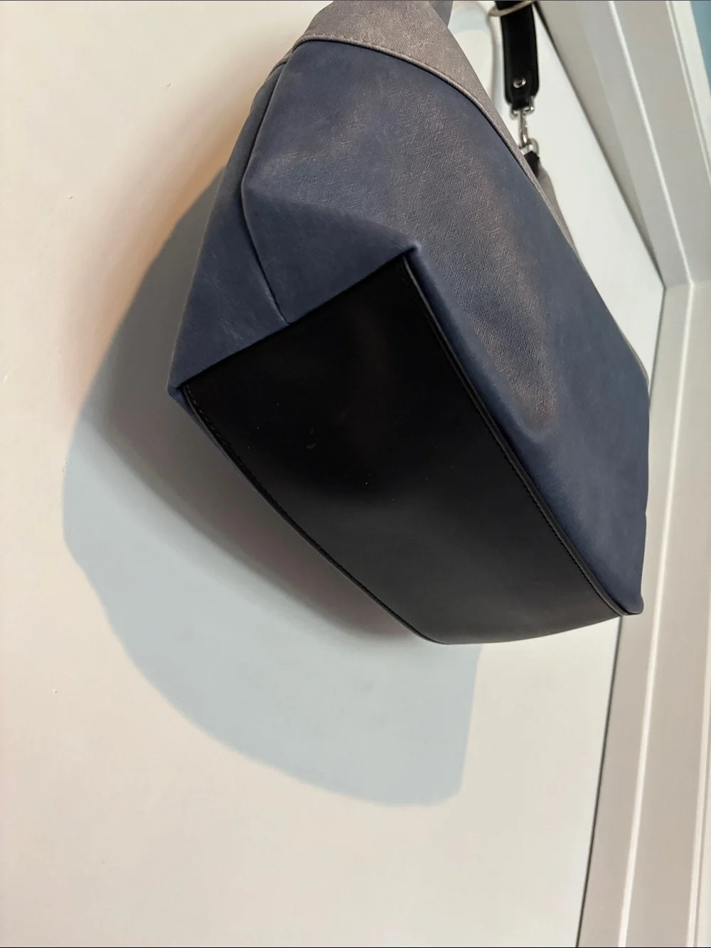 Calvin Klein Two-Tone Gray and Navy Leather Hobo
